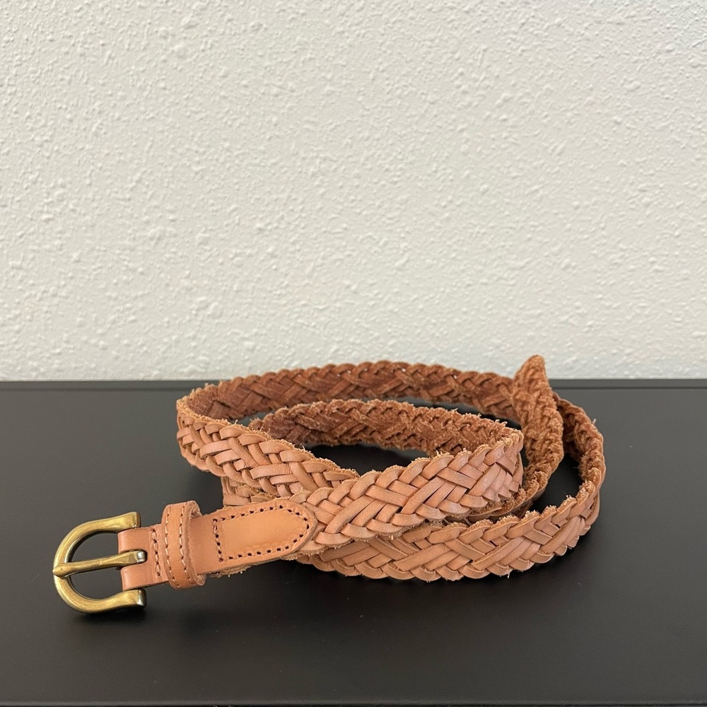 Madewell Women's Woven Braided Camel Leather Belt
